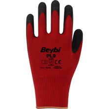 Beybi Pl9  Polyester Örme Lateks Eldiven Kırmızı/Siyah No:10 288 Adet