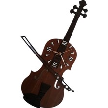 Sallanır Sarkaçlı Dekoratif Keman Masa Saati Ahşap Masa Saati Standlı