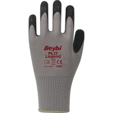 Beybi Pl17 Legend  Polyester Örme Lateks Eldiven Gri No:10 144 Adet