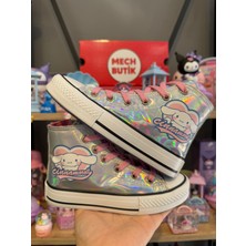Mech Butik Cinnamoroll Kalp Baskılı Hologram Bilekli Fermuarlı Kaydırmaz Taban Ayakkabı Sneaker