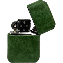 Zippo Handmade El Yapımı Hakiki Deri Zippo Modeli Çakmak Yeşil