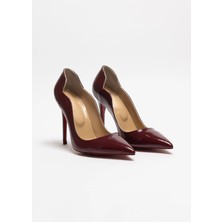 Hayy Shoes Capella – Mürdüm Rugan Stiletto Love  Deri Astarlı Topuklu Ayakkabı