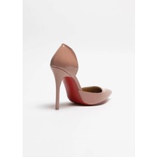 Hayy Shoes Canopus - Somon Rugan Stiletto  Deri Astarlı Topuklu Ayakkabı