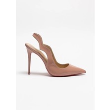 Hayy Shoes Arcturus – Somon Rugan Stiletto  Deri Astarlı Arkası Açık Love Topuklu Ayakkabı