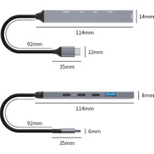Pd 100W 5in1 Type-C To USB Çoklayıcı Çevirici Hub 5 Port / 2xusb / 3xtype-C