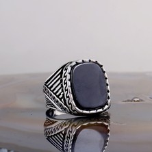 Tesbih Sepetim 925 Ayar Gümüş Onix Taşlı Model Erkek Yüzük