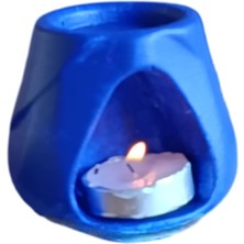 Buhardanlık Dekoratif Mumluk  El Yapımı Seramik Tozu Buhurdanlık Yağdanlık Aroma Terapi Ultra Marine