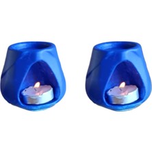 Buhardanlık Dekoratif Mumluk  El Yapımı Seramik Tozu Buhurdanlık Yağdanlık Aroma Terapi Ultra Marine