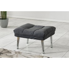 Meşe Home Smart Kılıflı Süngerli Metal Ayaklı Puf Gri