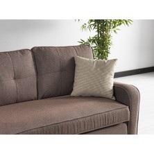 Meşe Home Plus Kılıflı Torba Yaylı Keten Kumaş Fonksiyonel Üçlü Kanepe Koltuk Kanepe Kahve