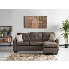 Meşe Home Plus Kılıflı Torba Yaylı Keten Kumaş Fonksiyonel Çift Yönlü Köşe Takımı Kahverengi