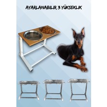 Büyük ve Orta Boy Köpekler Için Ayarlanabilir 3 Yükseklikli Paslanmaz Çelik Mama ve Su Kabı Standı