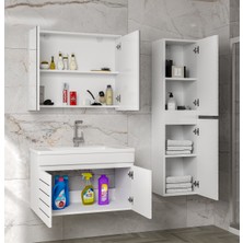 Alfa Banyo Trend Line (80 35) 115 cm Ayna Dolaplı Boy Dolaplı Lavabolu Mdf Banyo Dolabı Seti-Hazır Kurulu-