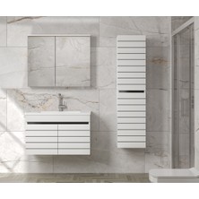 Alfa Banyo Dark Line (80 35) 115 cm Ayna Dolaplı Boy Dolaplı Lavabolu Mdf Banyo Dolabı Seti-Hazır Kurulu-