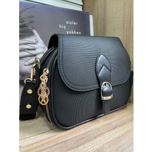Bee Bags Kadın Çok Bölmeli Şık Tasarım Fermuarlı Gold Toka Detaylı Ayarlanabilir Askılı Omuz Çantası