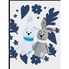 Amigurumi Sevimli Şapşik Tavşan Kardeşler  2 Adet