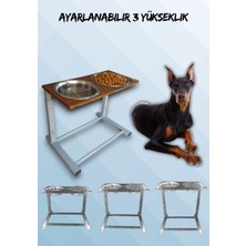 Büyük ve Orta Boy Köpekler Için Ayarlanabilir 3 Yükseklikli Paslanmaz Çelik Mama ve Su Kabı Standı