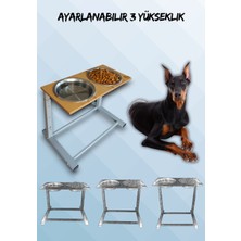 Büyük ve Orta Boy Köpekler Için Ayarlanabilir 3 Yükseklikli Paslanmaz Çelik Mama ve Su Kabı Standı
