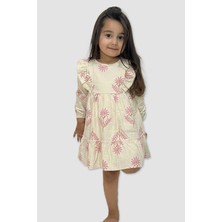 Narya Store Kız Çocuk Çiçek Desenli Keten Elbise