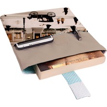 Desenli Yıkanabilir Cepli Kitap Kılıfı 20 x 25 cm Çok Amaçlı Çanta Book Cover