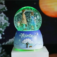 Keyfim Shop Winter Mavi Rüya Püskürtmeli Işıklı ve Müzikli Büyük Boy Kar Küresi