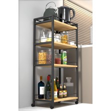 4 Raflı Metal Düzenleyici Tekerlekli Kiler Tekerlekli Banyo Rafı Metal Organizer Çok Amaçlı Raf