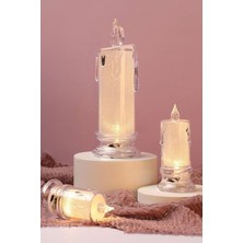 Techno Station Dekor Romantik Ortam Yaratmak Için Plastik LED Mum Loş Ortam Işık Dekor Mum 11  cm  1 Adet Pilli