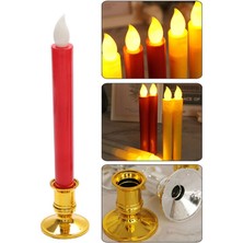 Techno Station Plastik Mum Pilli Tükenmez Mum Standlı Uzun Romantik Ortam Özel Gün Mumu LED Mum 1 Adet