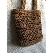 My Vintage El Yapımı Örgü Çanta , Hasır Çanta, Kadın Omuz Çantası, Plaj Çantası,