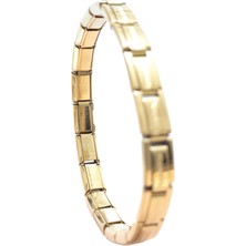 Vitrin Accessories Çelik Bileklik İnce İtalyan Charm Model Unisex Birbirine Geçmeli 18 cm Altın Sarısı (Gold)