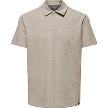 Only & Sons Düz Açık Bej Erkek Polo T-Shirt Onskıan Reg Seersucker Ss Polo