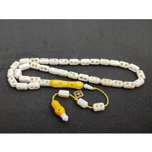 İskeçe Tesbih Başka Yerde Yok!!! Iskeçeli Cemil Usta Eseri Full Kalem Oyma Naturel Deve Kemiği Sertifikalı 7094