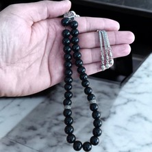 Siyah Oniks Taşı Tesbih 33'lük Tesbih Parlak Oniks Taşı Tesbih Sertifikalı Özel Mdf Kutu