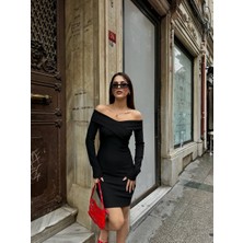 Sheyma Butik Çapraz Yaka Detay Ottoman Kumaş Elbise
