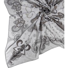 Mim Eşarp ve Şal Alize Krep Etnik Desen Büyük Boy Eşarp 140X140 cm