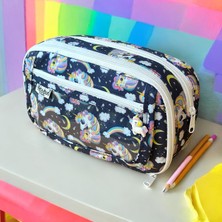 Babun Bergama Model Premium Kalite Figürlü Oxford Kumaş Iki Bölmeli Kaliteli Büyük Geniş Çok Fonksiyonlu Öğrenci Genç Yetişkin Yıkanabilir Zarif Şık Tarz Trend Bez Kalemlik Kalem Kutusu Makyaj Çantası