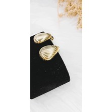 Stainless Steel Badelis Deniz Kabuğu Model Çelik Gold Küpe