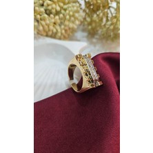 Bazar Store Altın Kaplama Taş İşlemeli Ayarlanabilir Baget Yüzük
