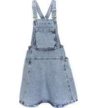 Kanguru Cep Detaylı Kız Çocuk Denim Jile Mavi 001-0001992