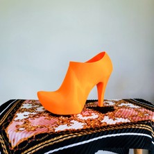 Topuklu Ayakkabı Dekoratif Vazo 18CM- 1 Adet - Turuncu - Özel Üretim - Bioplastik
