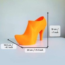 Topuklu Ayakkabı Dekoratif Vazo 18CM- 1 Adet - Turuncu - Özel Üretim - Bioplastik