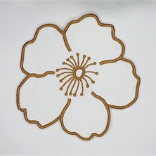 Decofav Çiçek Şeklinde Nakışlı Dekoratif Kumaş Kokteyl Peçetesi 1 Adet Gold