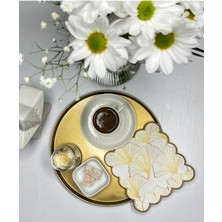 Decofav Altın Rengi Ginkgo Yapraklar Nakış Kenar Kokteyl Peçetesi 1 Adet