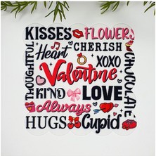 Decofav Aşk ve Sevgi Kelimeleri Tipografi Tasarımlı Kumaş Kokteyl Peçetesi 1 Adet