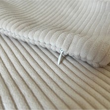 Decofav Bej Fitilli Kadife Kırlent Kılıfı - Lüks ve Modern Dekoratif Yastık Kılıfı