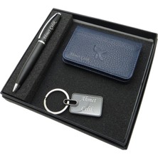 Signator D371 Isme Özel Set - Deri Kartlık + Anahtarlık  + Kalem Seti | Isme Özel Hediyelik Set