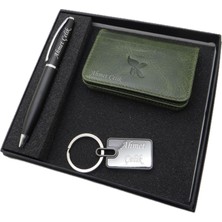 Signator D366 Isme Özel Set - Deri Kartlık + Anahtarlık  + Kalem Seti | Isme Özel Hediyelik Set