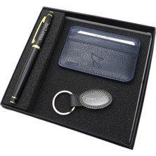 Signator D384 Isme Özel Set - Deri Kartlık + Anahtarlık  + Kalem Seti | Isme Özel Hediyelik Set