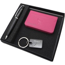 Signator D374 Isme Özel Set - Deri Kartlık + Anahtarlık  + Kalem Seti | Isme Özel Hediyelik Set