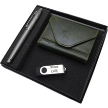 Signator D334 İsme Özel Set - Deri Kartlık + 32GB. USB Bellek  + Kalem Seti | İsme Özel Hediyelik Set